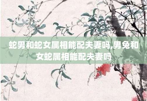蛇男和蛇女属相能配夫妻吗,男兔和女蛇属相能配夫妻吗