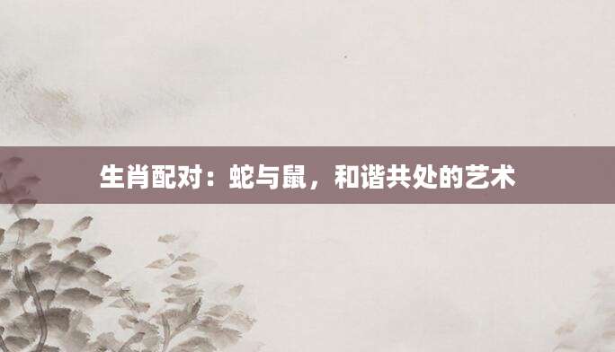 生肖配对：蛇与鼠，和谐共处的艺术