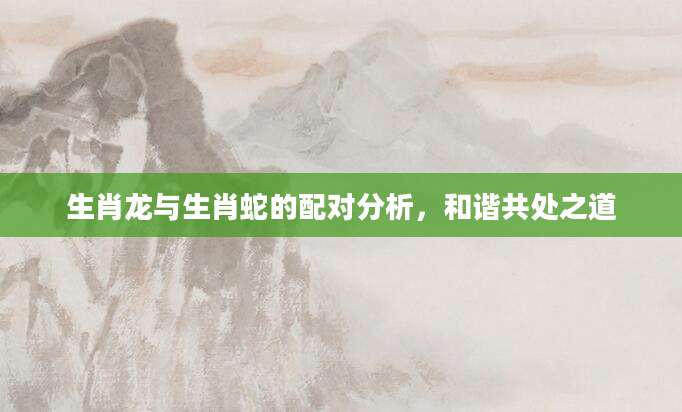 生肖龙与生肖蛇的配对分析，和谐共处之道