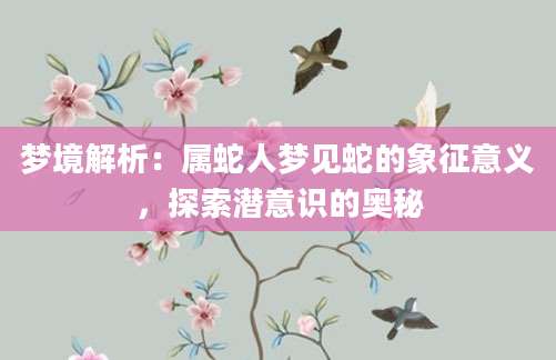 梦境解析：属蛇人梦见蛇的象征意义，探索潜意识的奥秘