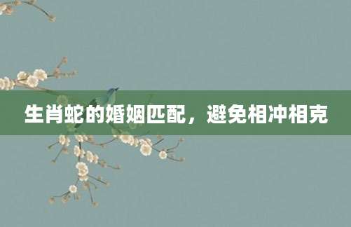 生肖蛇的婚姻匹配，避免相冲相克