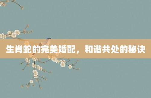 生肖蛇的完美婚配，和谐共处的秘诀