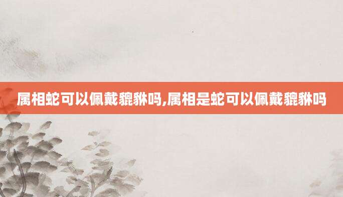 属相蛇可以佩戴貔貅吗,属相是蛇可以佩戴貔貅吗