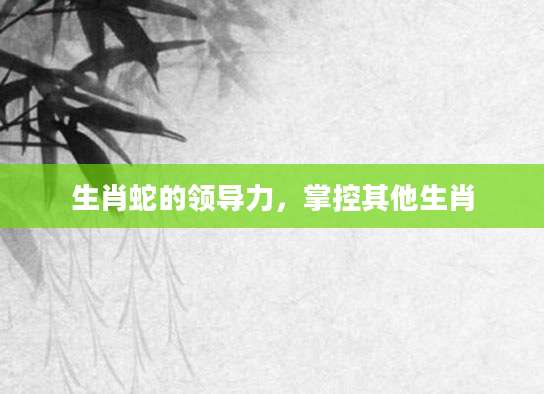 生肖蛇的领导力，掌控其他生肖