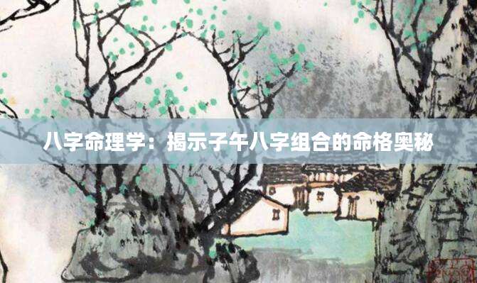 八字命理学：揭示子午八字组合的命格奥秘