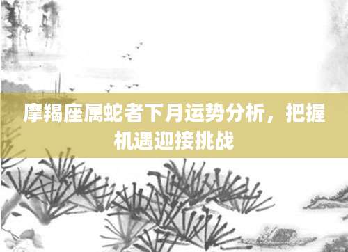 摩羯座属蛇者下月运势分析，把握机遇迎接挑战