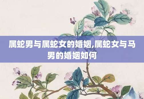 属蛇男与属蛇女的婚姻,属蛇女与马男的婚姻如何