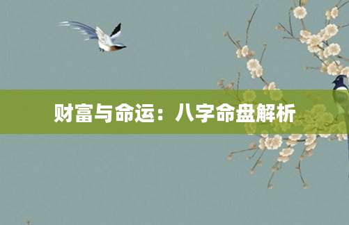财富与命运：八字命盘解析