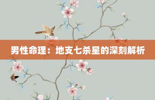 男性命理：地支七杀星的深刻解析