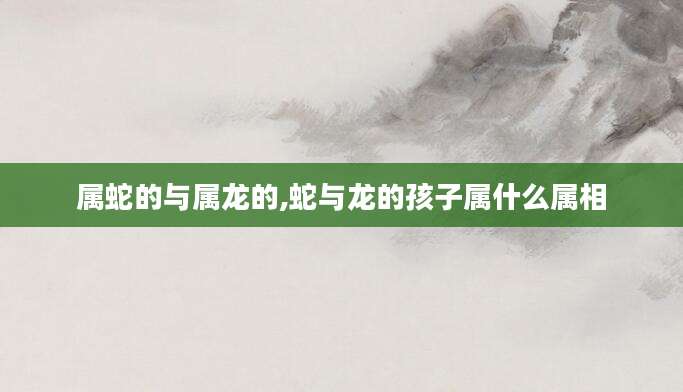 属蛇的与属龙的,蛇与龙的孩子属什么属相