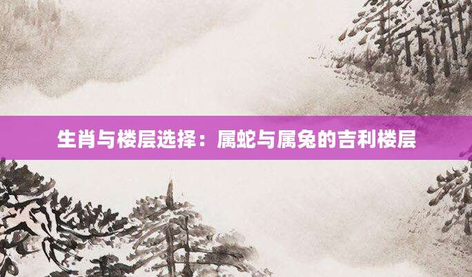 生肖与楼层选择：属蛇与属兔的吉利楼层