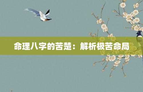 命理八字的苦楚：解析极苦命局