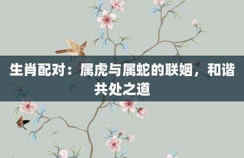 生肖配对：属虎与属蛇的联姻，和谐共处之道