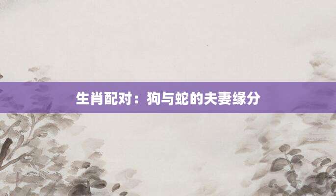 生肖配对：狗与蛇的夫妻缘分