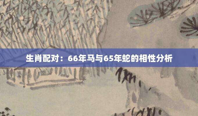生肖配对：66年马与65年蛇的相性分析