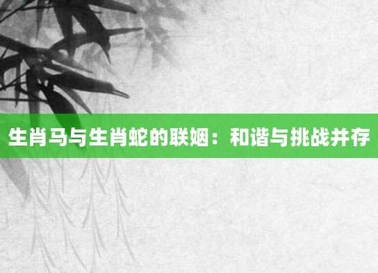 生肖马与生肖蛇的联姻：和谐与挑战并存